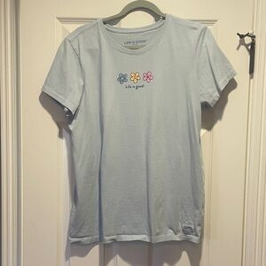 Life Is Good Light Blue Tee with Floral Design
